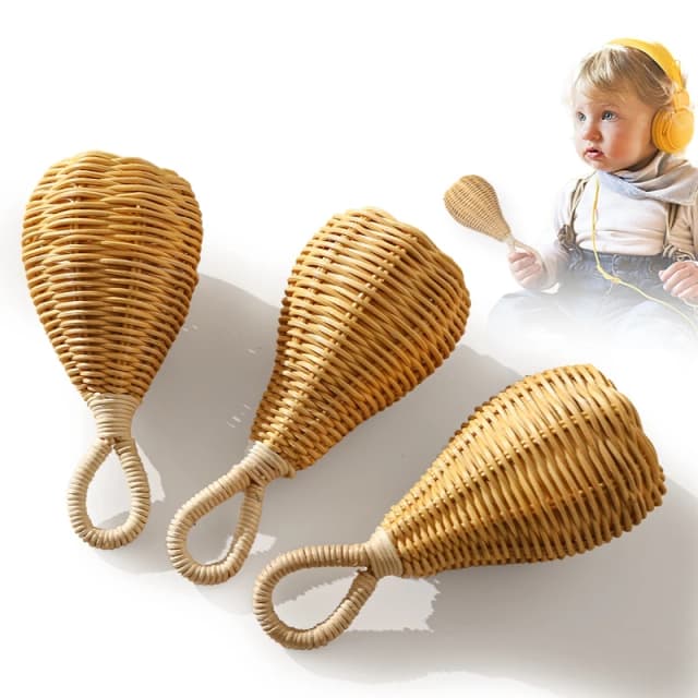 1Pc Baby Rattan Handbell Sand Hammer Musical Rassel Rattan Weben Handbell Infant Attetion Ausbildung Spielzeug Kid Geschenke