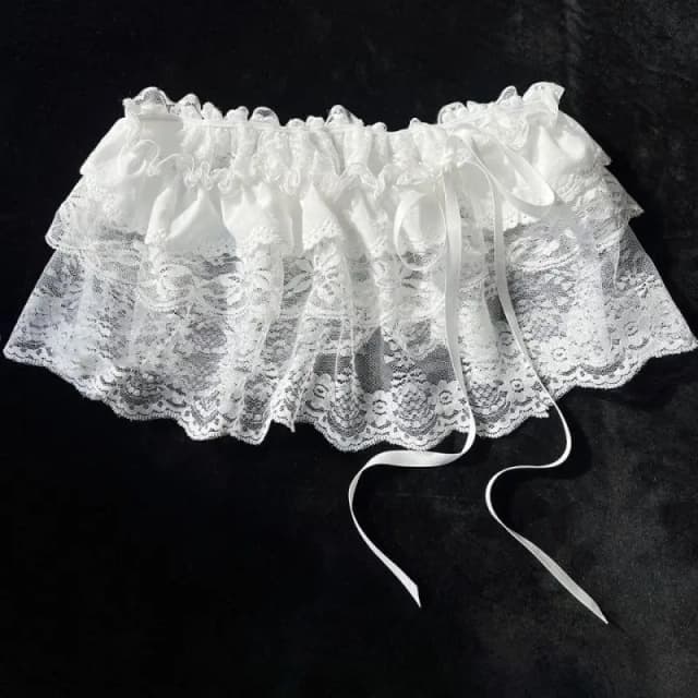 2025 Koreanische Ins Einzigartige Spitze Layered Gaze Röcke Spitze Trim A-Line Kurze Tuch Mini Taille Röcke Harajuku Mädchen Weiße Röcke Y2K