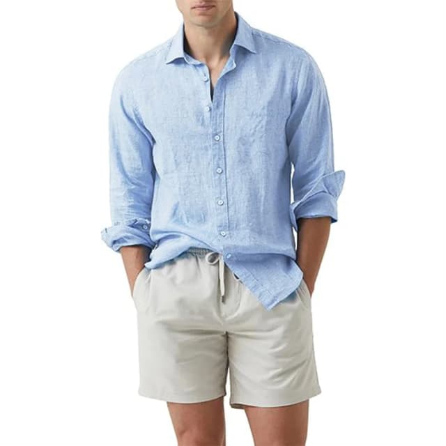 Sommer Hemd Strand Baumwolle Leinen Hemden Männer Strickjacke Tops Langarm Drehen Unten Kragen Slim Fit Große Größe