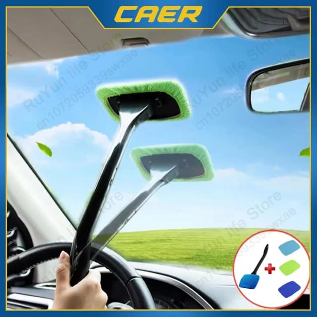 Auto Fenster Reiniger Pinsel Kit Mikrofaser Windschutzscheibe Reinigung Werkzeug Auto Innen Glas Waschen Wischer Langen Griff Wiederverwendbare Tuch Pad