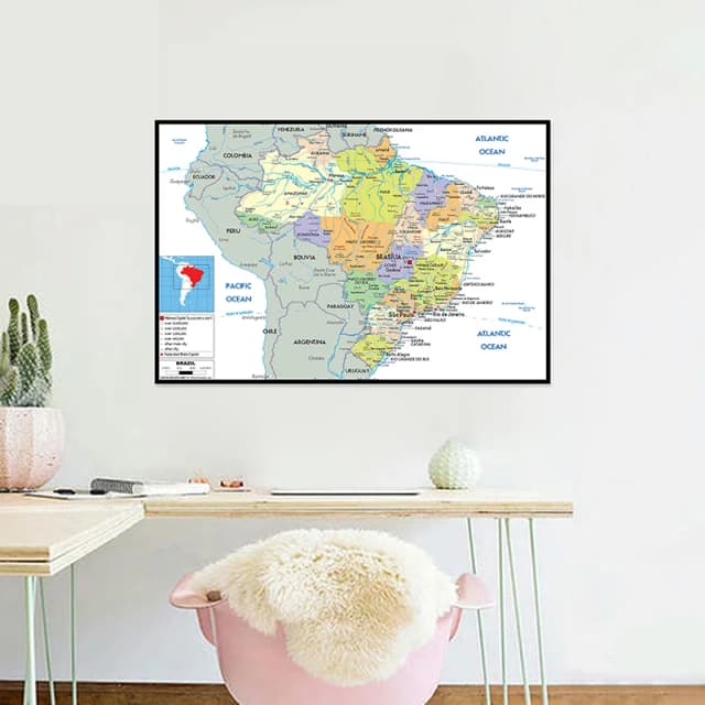 Englische Karte Brasilien-Karte Verwaltungskarte Wandkunst Poster Gemälde Ungerahmte Drucke und Bilder Heimdekoration Wandteppich