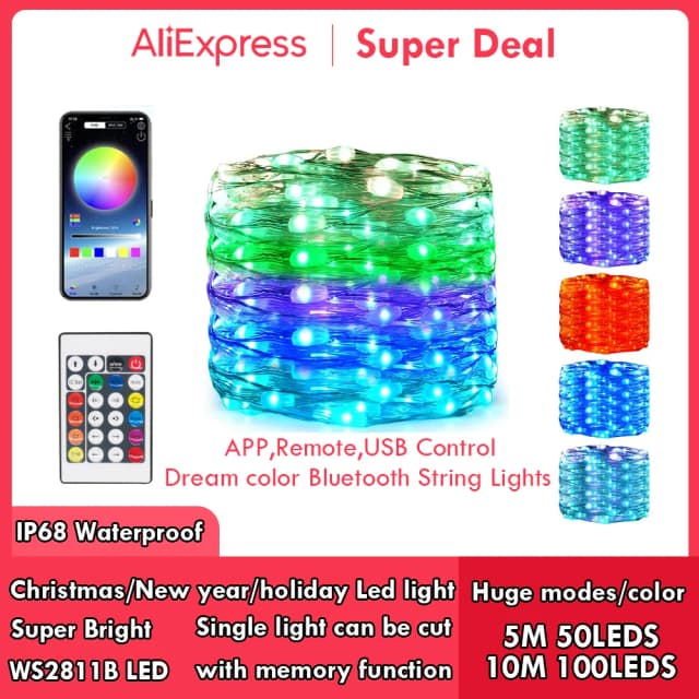 Neue LED Fee String Licht Fernbedienung Bluetooth USB Smart Girlande Lampe Girlande Led Outdoor Indoor Schlafzimmer Party Weihnachten Licht