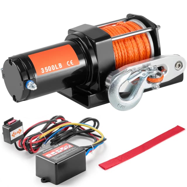 SucceBuy 3500 lbs elektrische Winde, ATV/UTV, kabelgebundene Autowinde mit 39 Fuß synthetischem Seil, Aluminium, IP55, wasserdicht, zum Abschleppen von Booten und LKWs