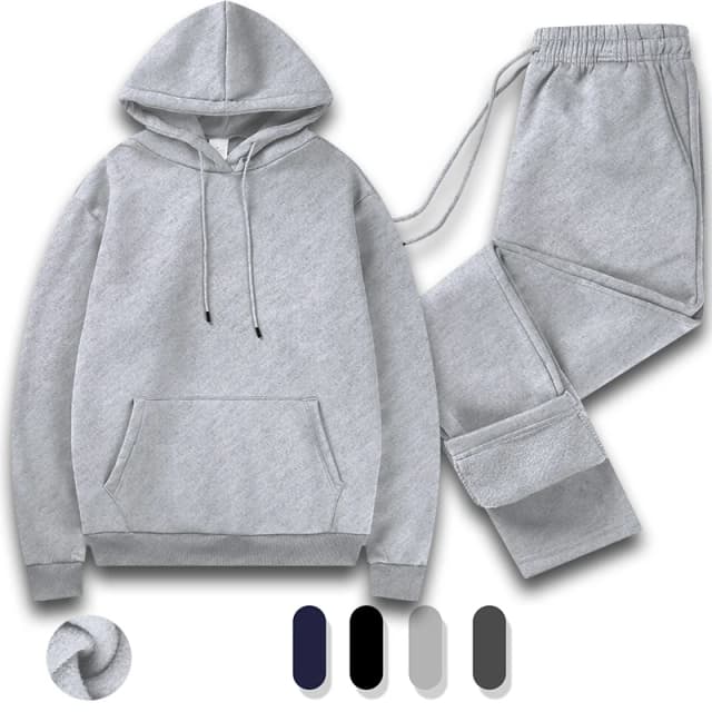 Trainingsanzug für Herren, 2-teiliges Set, groß und groß, langärmelig, mit Kapuze, Activewear-Anzüge, Fitnessstudio, Workout, Training, dehnbare Outfits