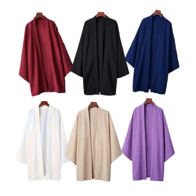 Sommer Männer Schwarz Robe Samurai Kleidung Einfarbig Lose Asiatische Traditionelle Kostüm Strand Japanischen Kimono Umhang Sonnenschutz Mantel