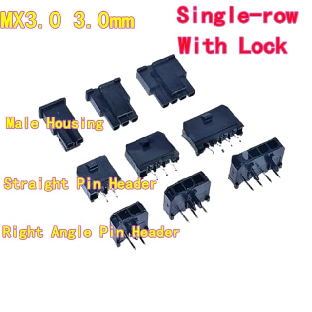 20 Stück MX3.0-Stecker, 3,0 mm Rastermaß, einreihiges Mini 5557-Typ-Stecker/Buchse, Gehäuse und Stiftleiste mit Schloss, 2P/3P/4P/5P/6P