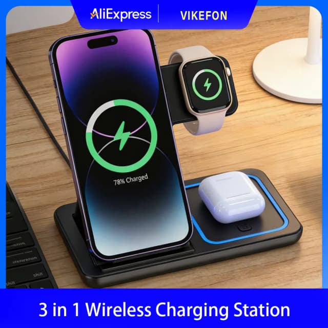 Faltbare 3-in-1 Kabellose Ladestation für iPhone 17 16 15 14 13 12 Pro Max iWatch 11 Airpods Pro 4/3 Schnell-Ladeständer Dock