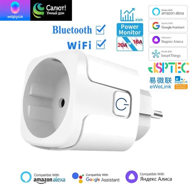 EWelink WiFi Smart Socket mit Leistungsüberwachung Smart Plug Sprachsteuerung Funktioniert mit Alexa Google Home Yandex 1.500ру