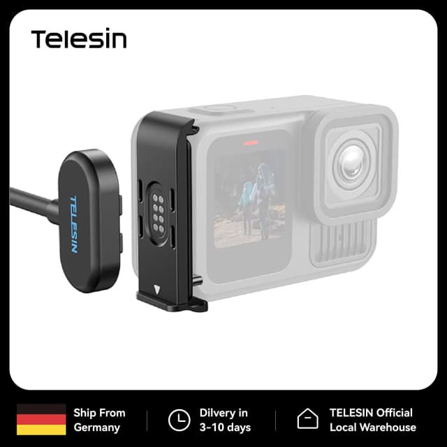 TELESIN Magnetische wasserdichte Lade-Seitenabdeckung mit Kabel-Kit für GoPro Hero 9 10 11 12 13 Typ-C Ladeanschlussabdeckung, einfach abnehmbar