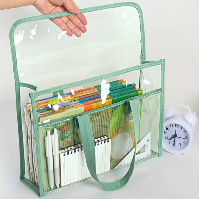1 tragbare, transparente, wasserdichte Handordner mit großer Kapazität, erweiterbare Aktenaufbewahrungstasche, selbstklebende PVC-Aktentasche für von