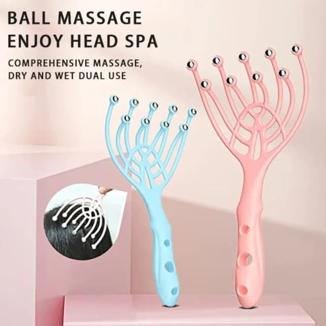 1 Pc Kopf Massagegerät Kopfhaut Hals Kamm Roller Fünf Finger 9 Krallen Stahl Ball Hand Entspannen Spa Haarpflege für Haar Stress Relief