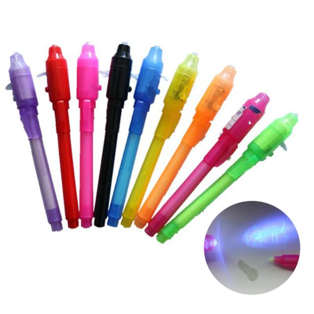 Magie Nachtlicht Stift UV Schreiben Unsichtbare Tinte Stift kinder Spielzeug Kreative Schreibwaren Schule Büro Malerei Tinte Stift 12 stücke rando