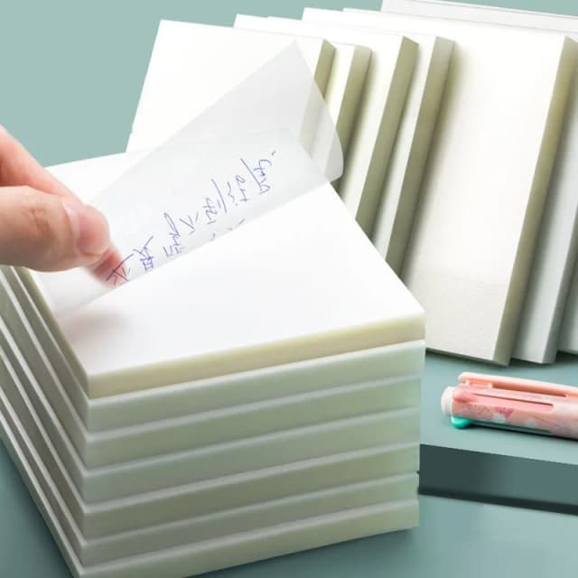 50 Blatt kreative, transparente, wasserfeste Haftnotizen aus PET – Schulbriefpapier und Bürobedarf