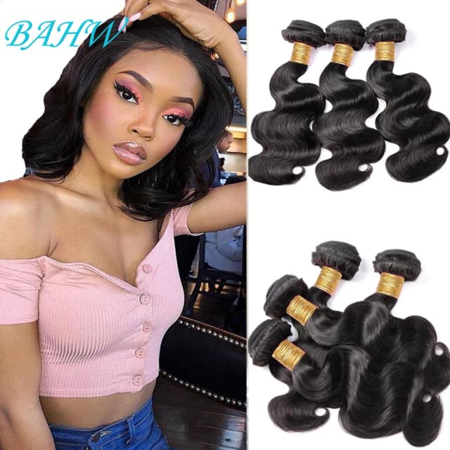 BAHW Hair Indisches Rohhaar, gewelltes Haar, 1/2/3 Stück, Bündel, 100 % reines Echthaar, natürliche Farbe, kurze Zoll, für Frauen