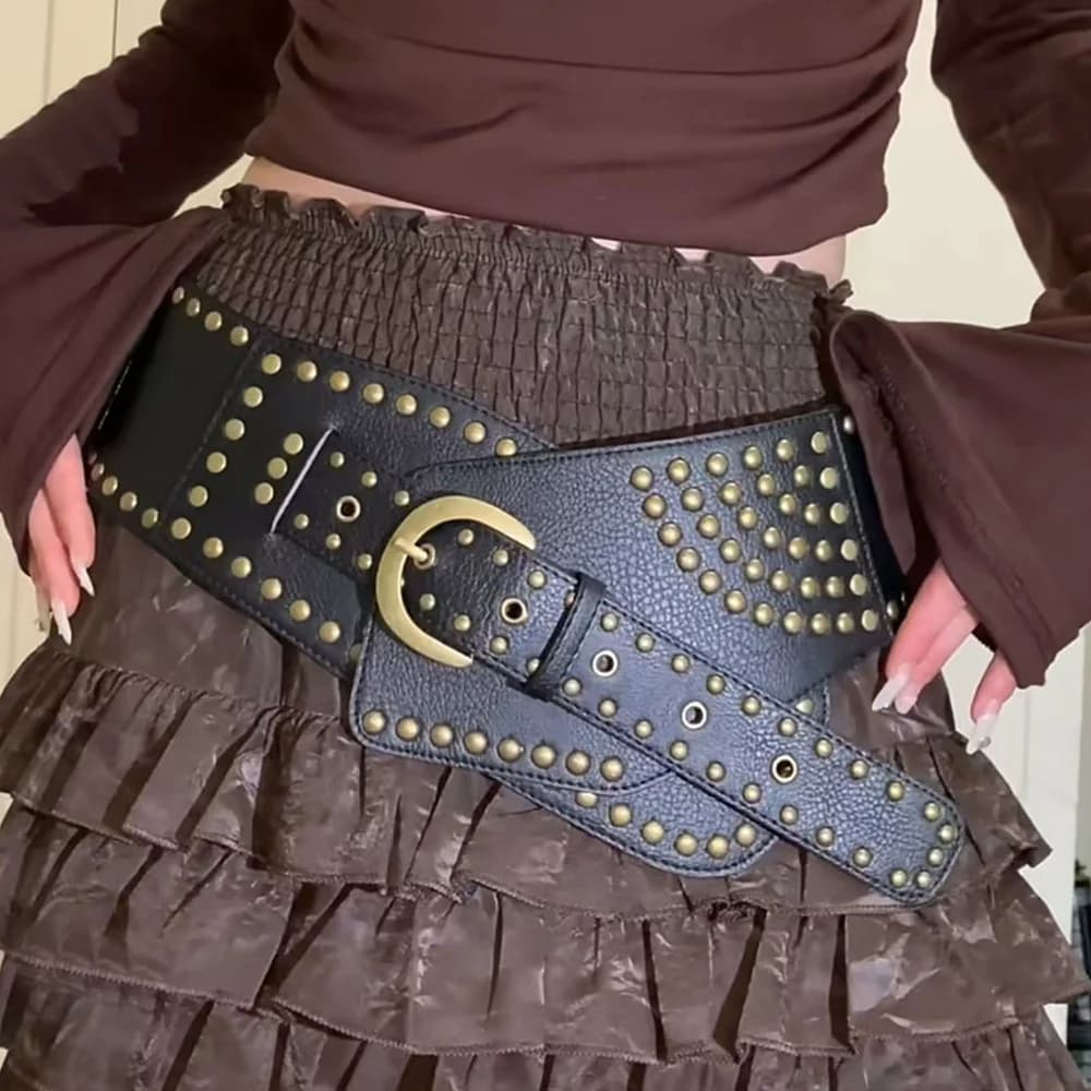 Mode Persönlichkeit Punk Stil Asymmetrische Gürtel Chic Niet Leder Gürtel Frauen Gothic Korsett Bund PU Harajuku Streetwear Gürtel