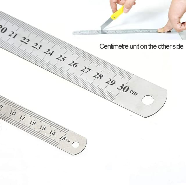 Doppelseitiges gerades Lineal aus Edelstahl, Zentimeter-Zoll-Maßstab, metrisches Lineal, Präzisionsmesswerkzeug, Schulbürobedarf
