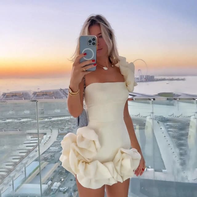 Sommer Frauen Abendkleid Eine Schulter Rüschen Schößchen Bodycon Mini Kleid Sexy Tube Top Cocktail Party Kleid für Club Abend ​