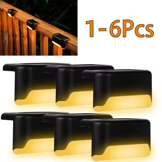 Solar-Deckleuchten, 1–6 Stück, Stufenleuchten für den Außenbereich, wasserdichte LED-Solarlampe für Treppen, Geländer, Stufen, Zaun, Hof, Terrasse und Weg