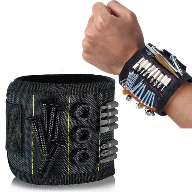 Magnetisches Werkzeugarmband. Arbeitsendes magnetisches Armband, magnetisches Armband mit starker magnetischer Nagelaufsaugung