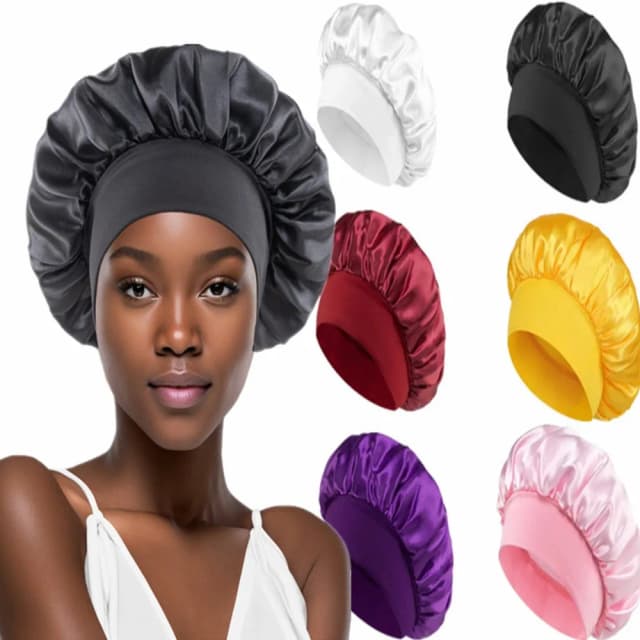 Solide Satin haube Haar wickel Gummiband schmale Kopf Krawatte Band Rand Bad Dusch haube für schlafende Frauen Dusche Haarpflege