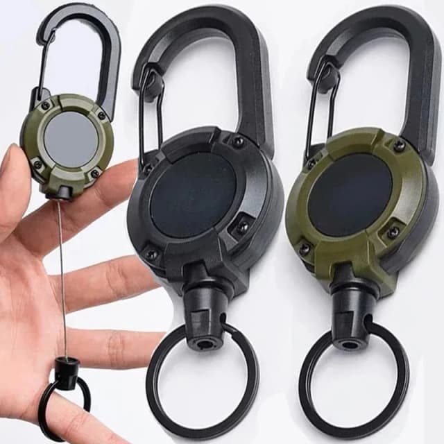 Einziehbare Hochleistungs-Karabiner-Schlüssel anhänger mit starker Stahldraht seils chnalle Feder schlüssel ring Sportliches Schlüssel bund werkzeug für den Außenbereich