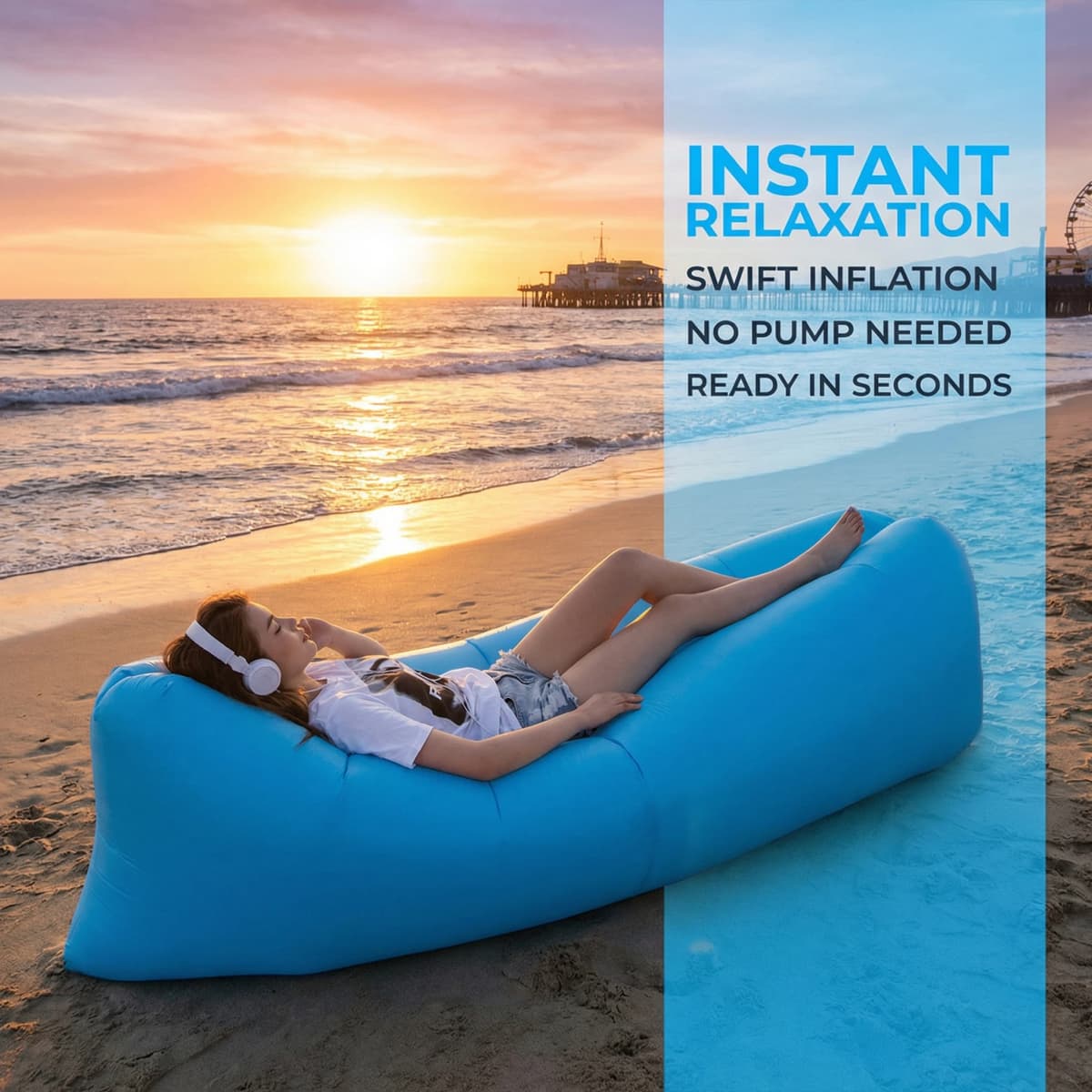Aufblasbares Luftsofa Tragbare Schnell-Aufblasbare Wasserdichte Liege für Strand Camping Pool Reisen