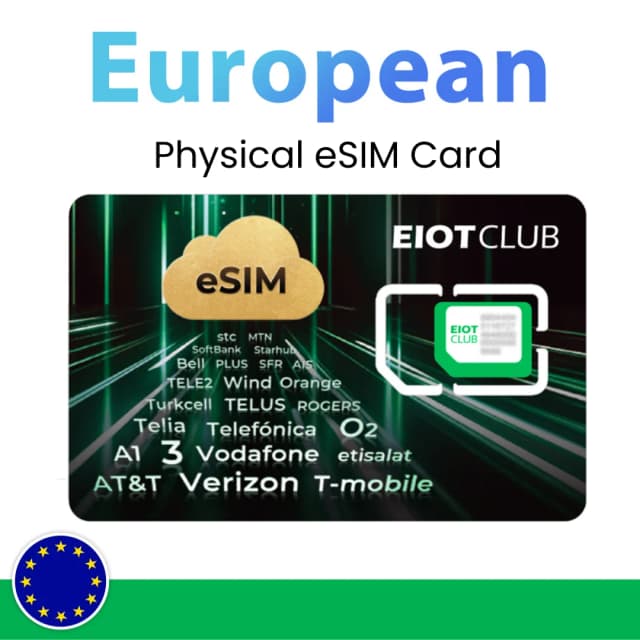 EIOTCLUB eSIM-Karte – Unbegrenzte eSIM-Downloads, voreingestellte 1 GB EU-Daten und 100 MB globale Daten, ideal für Reisen und Unternehmen