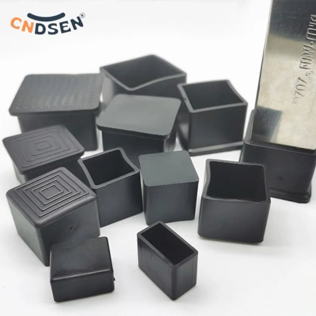 PVC-Tisch- und Stuhlbeinspitzen, Kappen, Bodenschutz, rutschfester Boden, quadratische Gummifüße, Pads, Schwarz, 10 x 10 mm ~ 60 x 60 mm