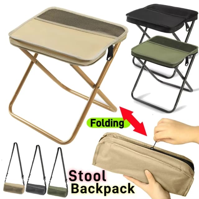 Klapphocker für Outdoor-Freizeit, Camping und Wander-Angelausflüge, praktischer tragbarer Hocker im Umhängetaschenstil zur Aufbewahrung