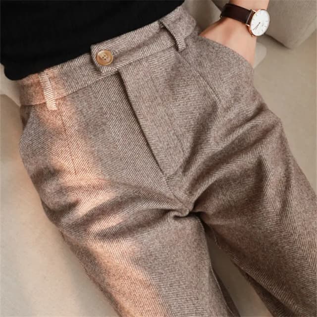 2024 herbst Winter Arbeitsplatz Hohe Taille Casual Anzug Hosen Büro Dame Frauen Hosen Woolen Hosen frauen Harem Bleistift Hosen
