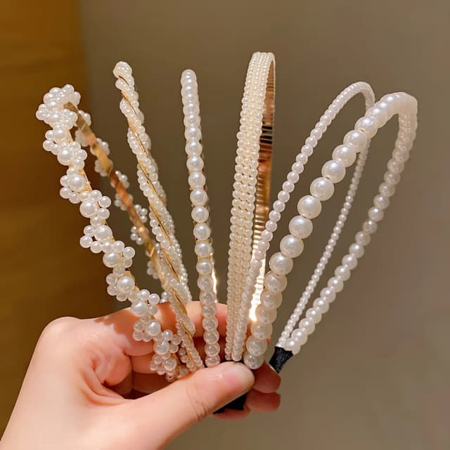 5-teiliger Prinzessinnen-Haarschmuck für Mädchen, Haarbänder mit Imitationsperlen für Kinder, Geburtstags-Haarnadeln, Baby-Blumenmädchen-Stirnbänder