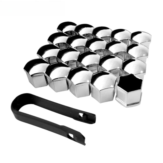 20Pcs Universal Anti-Rost 17/19/21mm Chrom Glänzend ABS Auto Trim Reifen Rad Mutter schraube Bolzen Schutz Abdeckungen Kappe Auto Zubehör