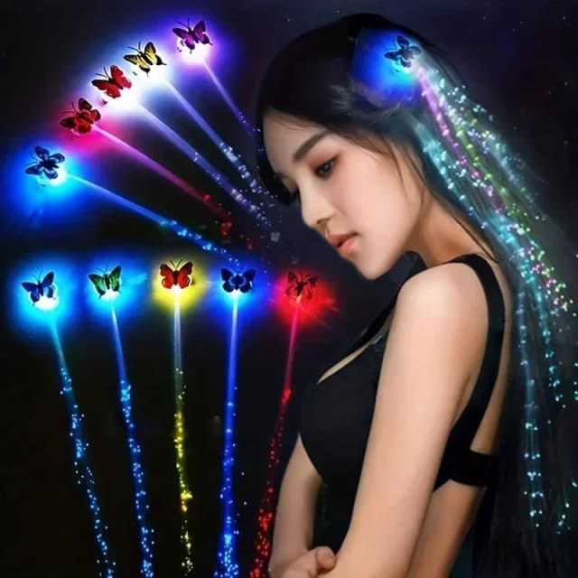 1pc/5 stücke, bunte Schmetterling Licht Zöpfe Perücken glühenden Blitz führte Haar Geflecht Clip Dekoration beleuchten Weihnachten Haarschmuck