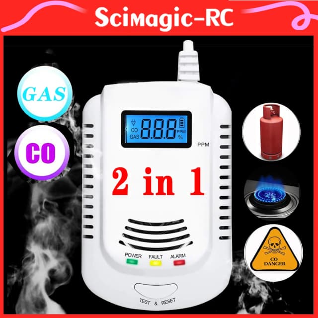 Neueste 2 in 1 lcd digitale Anzeige Gas Rauchmelder Co Kohlen monoxid Detektor Sprach warn sensor Home Security hoch empfindlich