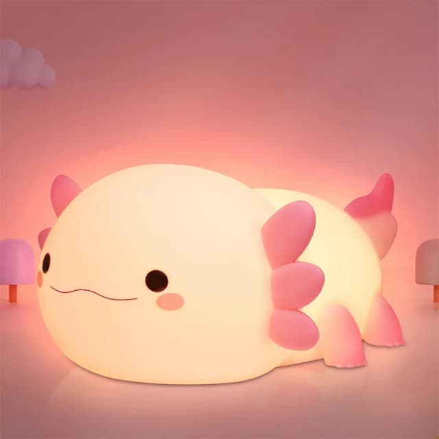 Niedliches Axolotl-Nachtlicht, Silikon-Schlaflampe für Kinderzimmer, Touch-Control-Nachtlichter, wiederaufladbare USB-Tischlampe für Babys und Kinder