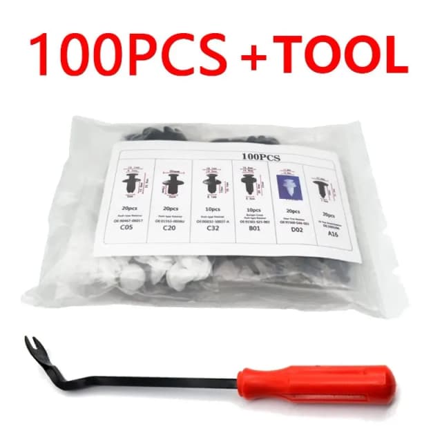 100 Stück Kunststoff-Schnallen-Set für Karosserie, Push-Nieten, Ersatzteile für Stoßstangenbefestigung, Nagel-Set, 6 Stile, Auto-Befestigungselemente, Nagelklemmstange