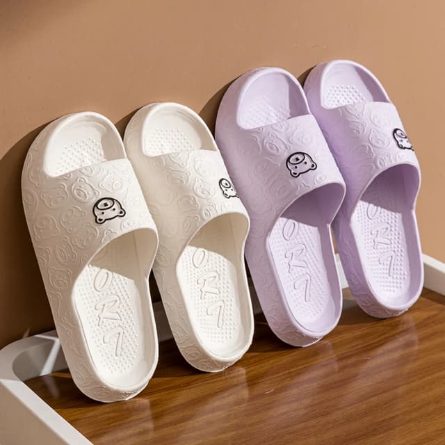 Frauen Hausschuhe Sommer Druck Niedlichen Bären Indoor Badezimmer Anti-slip Weiche Sohle Paar Leichtigkeit Bequeme Männer Freizeit Schuhe