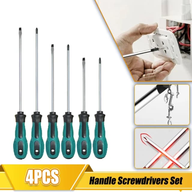 4-teiliges Mehrzweck-Schraubendreher-Set mit magnetisch isoliertem Sicherheits-Reparatur-Handwerkzeug, Kreuz-/gerader Typ-Schraubendreher