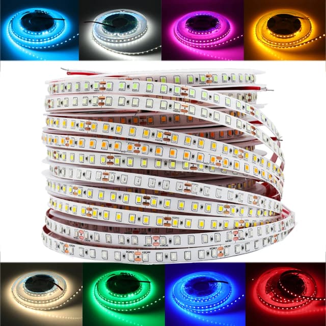 DC 12V LED-Streifen SMD 2835 120LEDs/M Rot Blau Rosa Gelb Eisblau Weiß Home Decor Flexibles Bandband Lichterketten 5M/Rolle