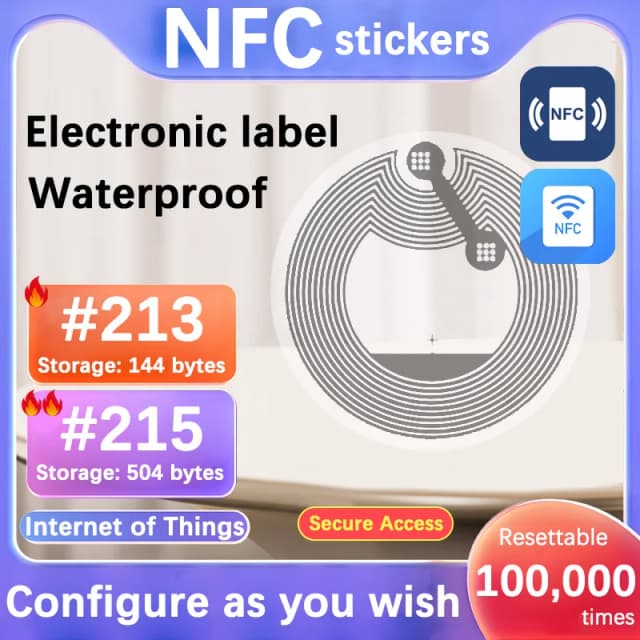 NFC-Tag-Aufkleber-Etiketten, IoT-Tags, Verknüpfungen für die persönliche Automatisierung, 13,56 MHz, Los13, NFC213, NFC215, RFID