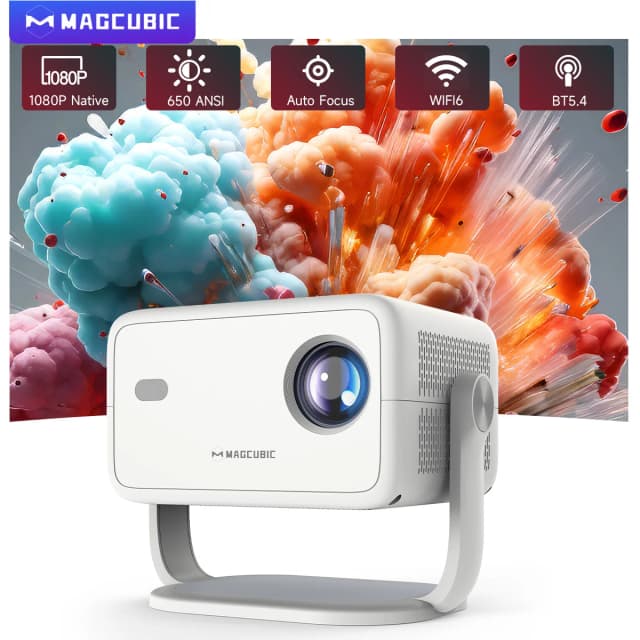 Magcubic 650ANSI L018 8K Nativer tragbarer Projektor 1080P Autofokus Keystone-Korrektur Android 14 BT5.4 WIFI6 360 °   Heimkino