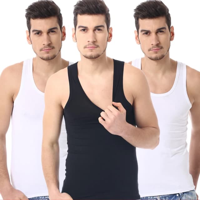 Herren einfarbig Basic Baumwolle schmale Schulter Weste Mode lässig Herren T-Shirt Sport Fitness Joker Rundhals Jugendweste