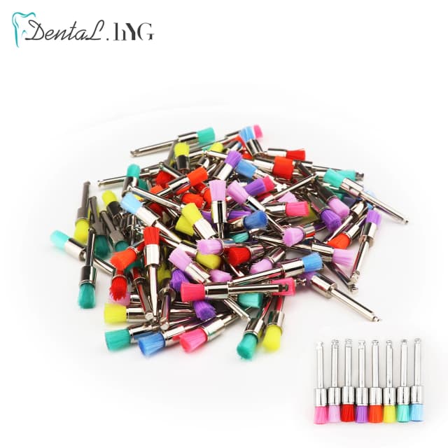 100 teile/beutel Einweg Dental Polierer Nylon Borsten Pinsel Polieren Pinsel Zähne Bleaching Prophy Pinsel Zahnarzt Materialien