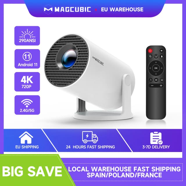 Magcubic Mini-Projektor unterstützt 4K 720P mit Dualband WIFI6 5G Wireless Android 11 290 ANSI 180 °   Drehbares Video HY300 Pro