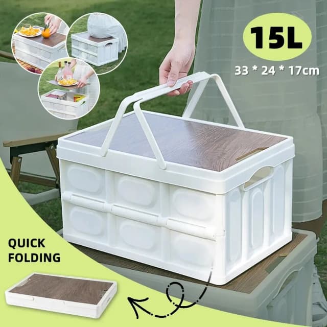 1 Outdoor-Camping-Aufbewahrungsbox mit Griff, 15 l faltbare Aufbewahrungsbox, tragbare Camping- und Picknick-Aufbewahrungsbox, Autogepäck