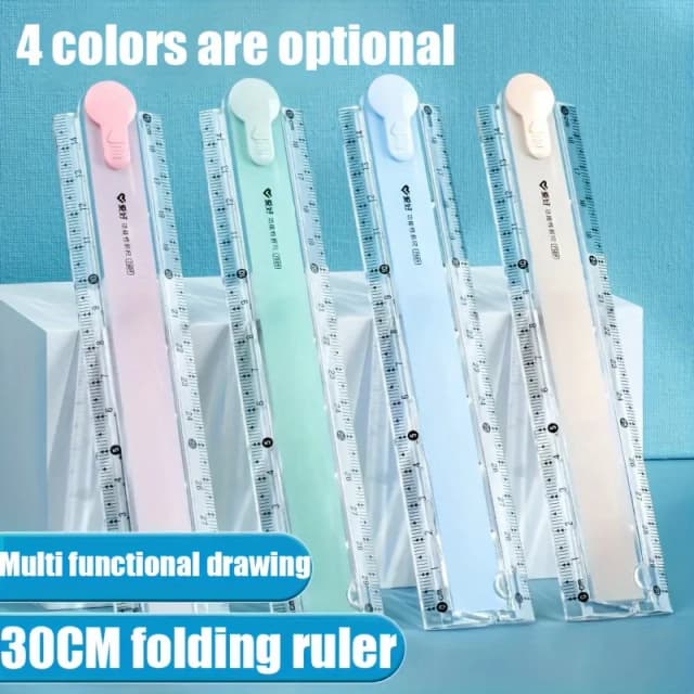 4 Stück/1 Stück, multifunktionales Faltlineal, erhältlich in 4 Farben, klare Skala, tragbares faltbares Design, geometrisches Zeichenlineal,