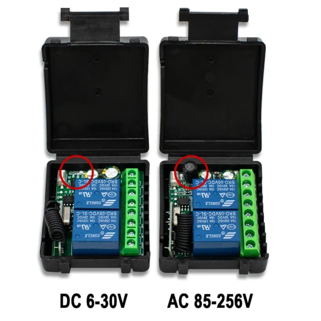 433 MHz HF-Fernbedienung DC 12 V 24 V 220 V 2CH Relaisempfänger für universelle Garagentor-Licht-LED-Fanner-Motor-Signalübertragung