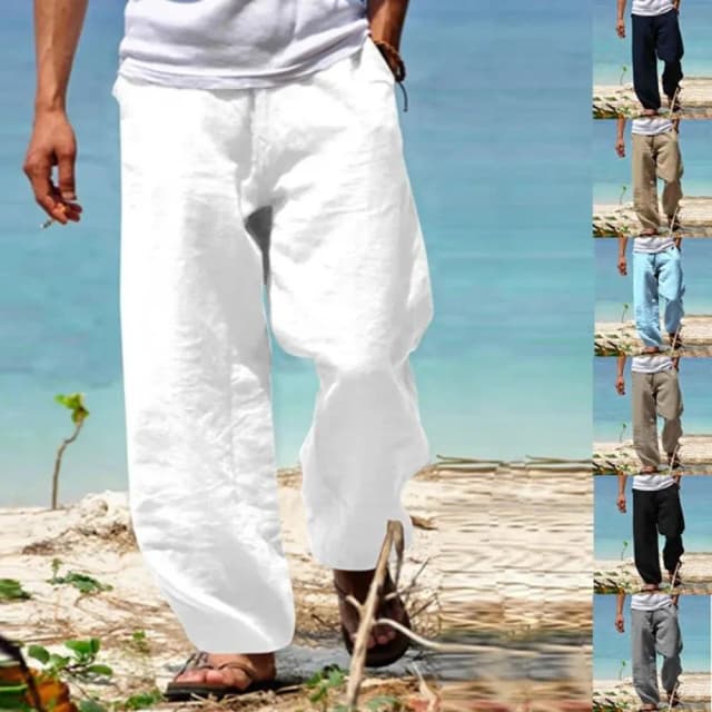 Männer Strand Hosen Atmungsaktive Lose Gerade Hosen Männlichen Sommer Casual Einfarbig Japanische Streetwear