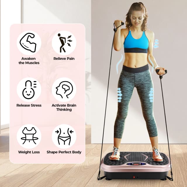 Vibrationsplatten-Trainingsgerät – Vibrations-Fitnessplattform für das Ganzkörpertraining mit Schlaufenbändern – Heimtrainingsgeräte