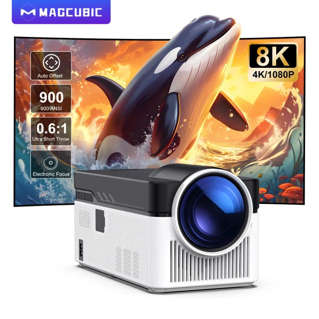 Magcubic HY450 Projektor mit Ultra Short Throw Auto Offset 1080P 8K elektronischer Fokus 900 ANSI Air Mouse Sprachassistent H716